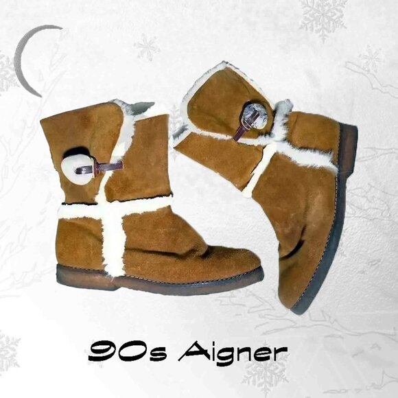 Vintage Etienne Aigner Sherpa Fleece Lined Winter Boots Convertible Ankle Boots - Picture 1 of 15